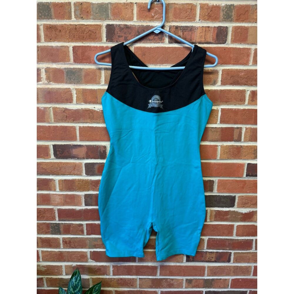 Champion Teal Black Workout Romper Built In Bra XL